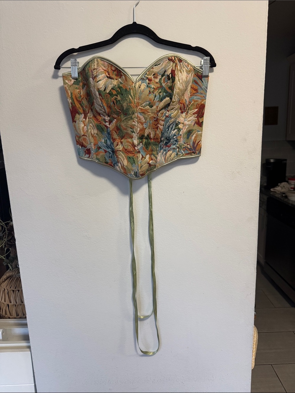 Floral Tapestry Corset Top in Multicolor